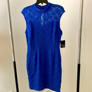 Nwt size 1X fashion to figure FTF mock neck lace dress  royal blue